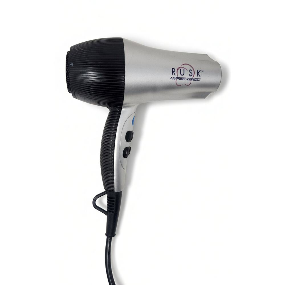 Rusk Hyper Ionic Hair Dryer Silver Black Blow Dryer 3 Heat 2 Speed Cold Shot